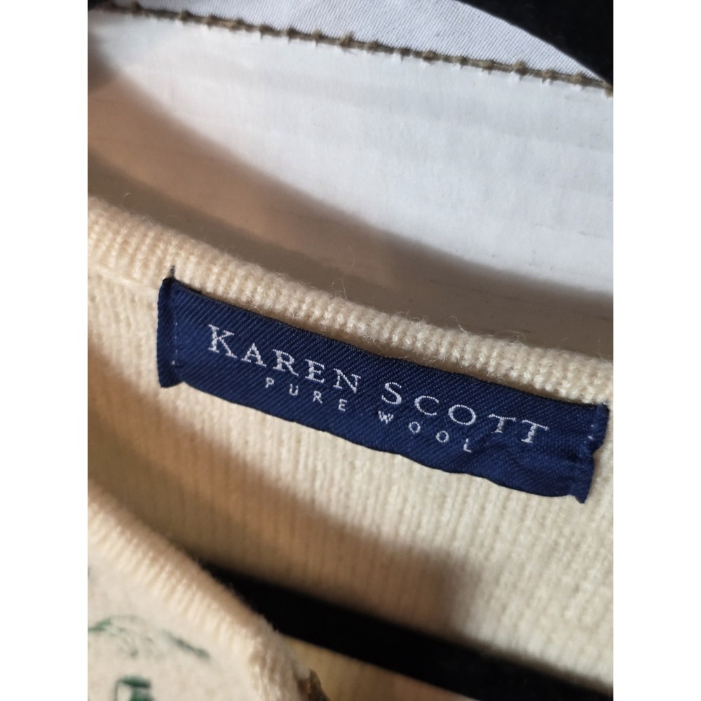 Karen Scott Pure Wool Womens Zip Sweater. Size 1X Embroidery Front And Sleeves. - Picture 5 of 8